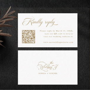 Gold & White Delicate Elegant Wedding RSVP Enclosure Card