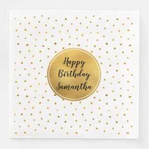 Gold White Dots Birthday Napkin