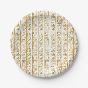 Gold & White Egyptian Egypt Glam Modern Chic Party Paper Plate