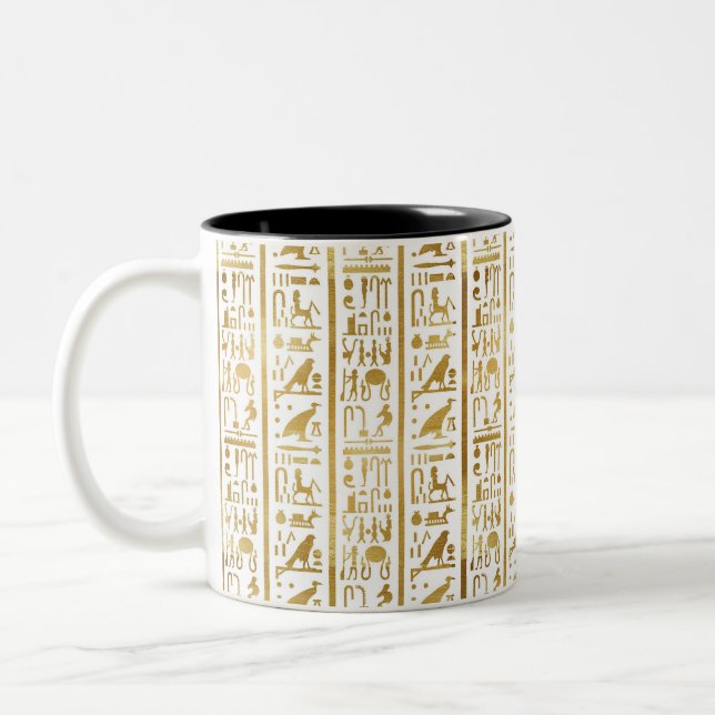 Gold & White Egyptian Egypt Glam Modern Chic Two-Tone Coffee Mug (Left)
