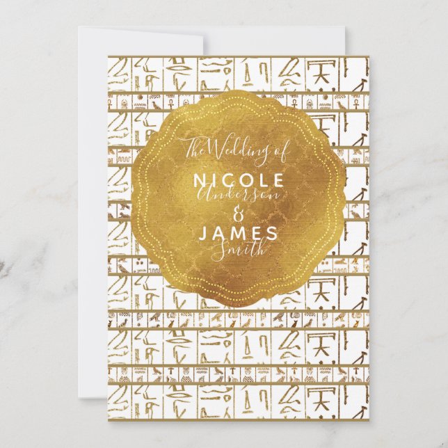 Gold White Egyptian Egypt Glam Modern Chic Wedding Invitation (Front)