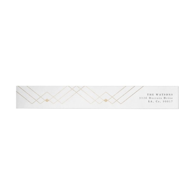 Gold White Elegance Diamond Geo Deco Wedding Wrap Around Label (Individual)