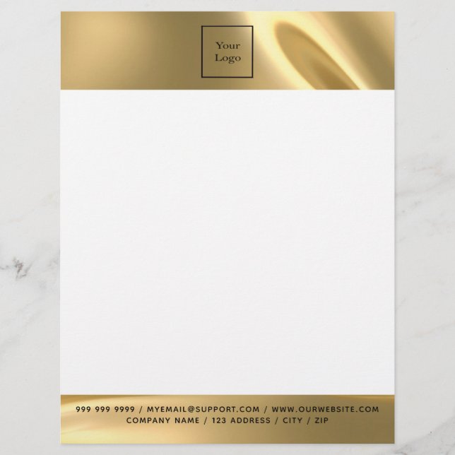 Gold white elegant business logo custom letterhead (Front)