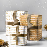 Gold & White Elegant Fa La Typographic Christmas Wrapping Paper Sheet<br><div class="desc">Celebrate the magical and festive holiday season with our custom holiday wrapping paper sheets. Our fun and elegant holiday design wrapping paper sheets feature our fun white and faux gold swirl pattern and faux gold fa la typographic pattern. All illustrations are hand-drawn original artwork by Moodthology Papery.</div>