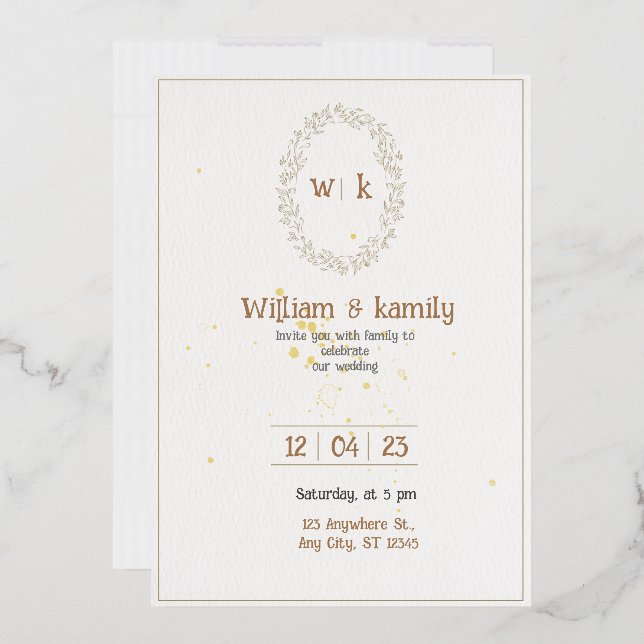 Gold & White Elegant Minimalist Aesthetic Wedding  (Envelope)