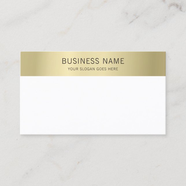 Gold White Elegant Modern Minimalistic Template Business Card (Front)
