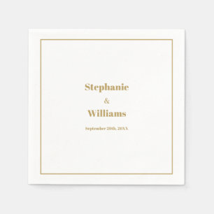Gold White Elegant Modern Simple Minimal Wedding Napkin