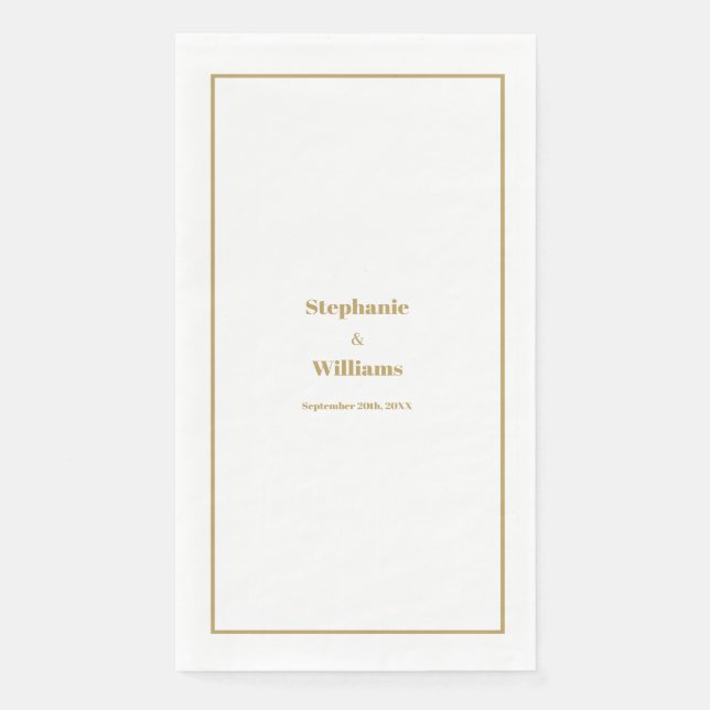 Gold White Elegant Modern Simple Minimal Wedding Napkin (Front)