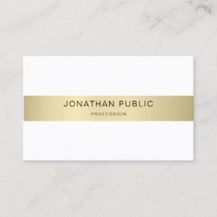 Gold White Elegant Modern Simple Template Minimal Business Card