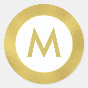 Gold White Elegant Monogram Sticker Seal