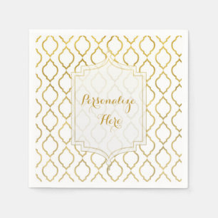 Gold & White Elegant Moroccan Custom Wedding Napkin