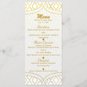 Gold & White Elegant Moroccan Glam Wedding Menu