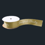 Gold White Elegant Wedding Personalised Name Satin Ribbon<br><div class="desc">Gold White Elegant Wedding Personalised Name Custom Satin Ribbon features your personalised names in elegant white calligraphy script on a gold background. Personalised by editing the text in the text boxes. Designed by ©Evco Studio www.zazzle.com/store/evcostudio</div>