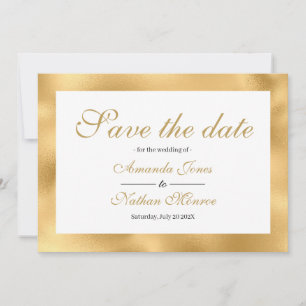 Gold White Elegant Wedding Save the Date Card
