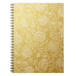 Gold & White Flower Pattern Notebook