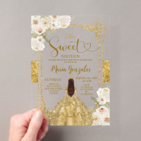 Gold & White Flowers Sweet Sixteen Crown Birthday