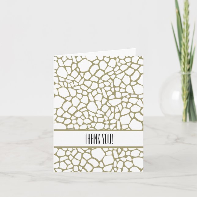Gold White Giraffe Print Thank You Card (Front)