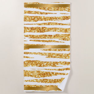 Gold White Glitter Boho Popular Tiger Collection Beach Towel