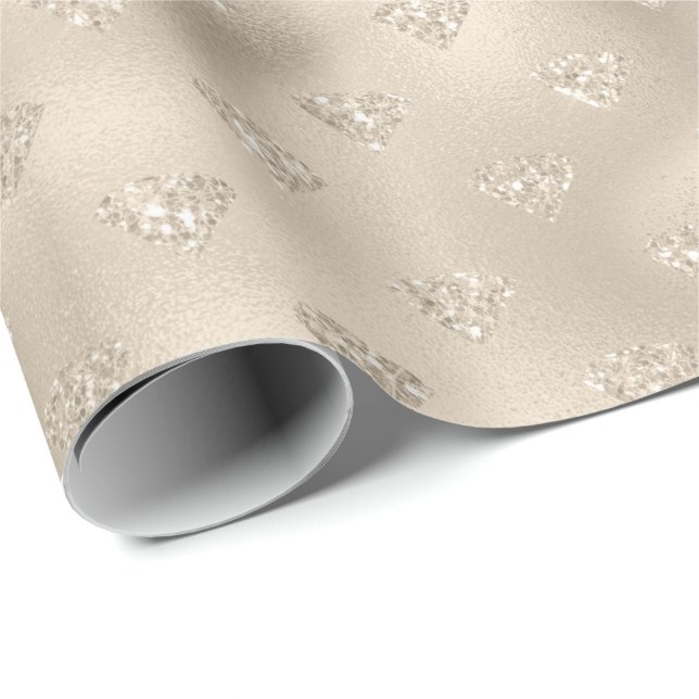 Gold White Glitz Glitter Diamonds Wrapping Paper (Roll Corner)