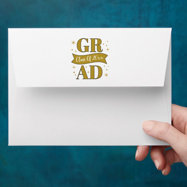 Gold & White Graduation Party Envelope (Hand)
