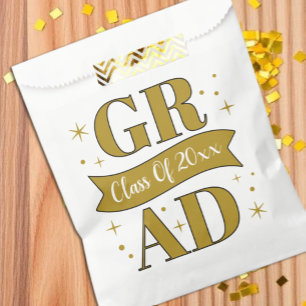 Gold & White Graduation Party Favour Bag