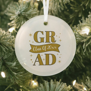 Gold & White Graduation Party Glass Tree Decoration