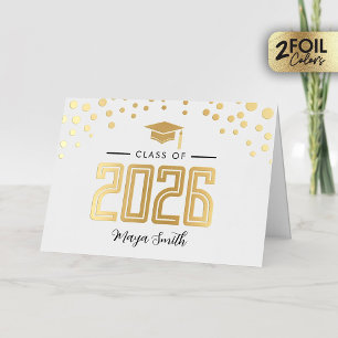 Gold White Graduation Real Foil Greeting Card