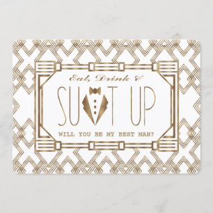 Gold & White Great Gatsby WILL YOU BE MY BEST MAN Invitation