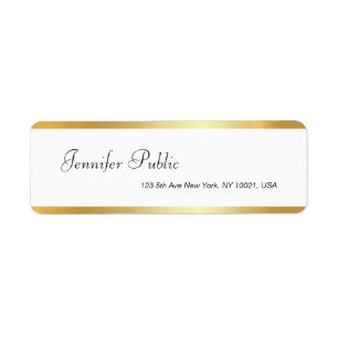 Gold White Handwritten Script Clean Return Address Return Address Label