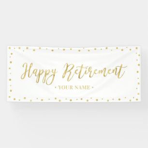 Gold & White Happy Retirement Party Banner