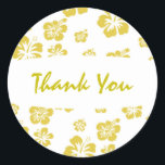 Gold & White Hibiscus Flower Floral Party Sticker<br><div class="desc">Gold & White Hibiscus Flower Floral Party Sticker. Customise with any text.</div>
