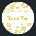 Gold & White Hibiscus Flower Floral Party Sticker<br><div class="desc">Gold & White Hibiscus Flower Floral Party Sticker. Customise with any text.</div>