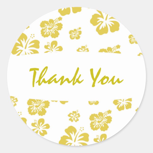Gold & White Hibiscus Flower Floral Party Sticker (Front)