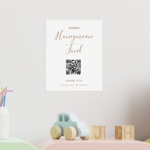 Gold White Honeymoon Fund Wedding Foil Prints