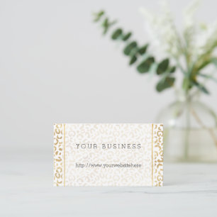 Gold White Leopard Print Business Card