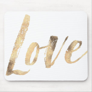 Gold White Love Mouse Pad