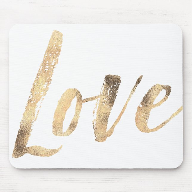 Gold White Love Mouse Pad (Front)
