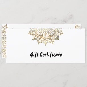 Gold & White Mandala Elegant Gift Certificate Invitation