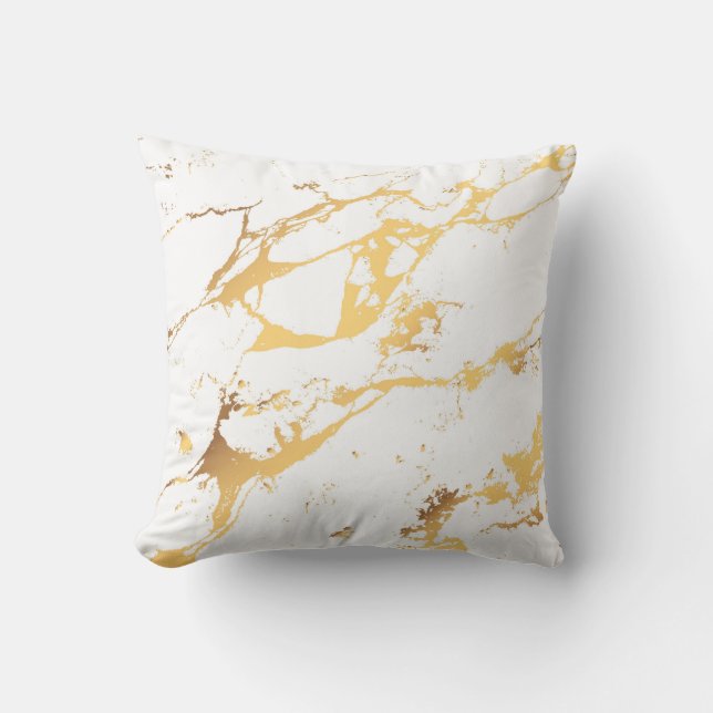 Gold White Marble AcrylicPainting The Abstract Art Cushion (Front)