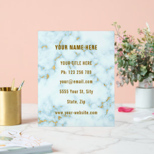 Gold White Marble Custom Business Acrylic Sign