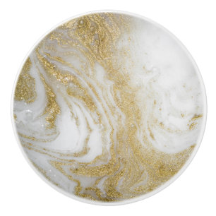GOLD WHITE MARBLE CUSTOM CERAMIC KNOB