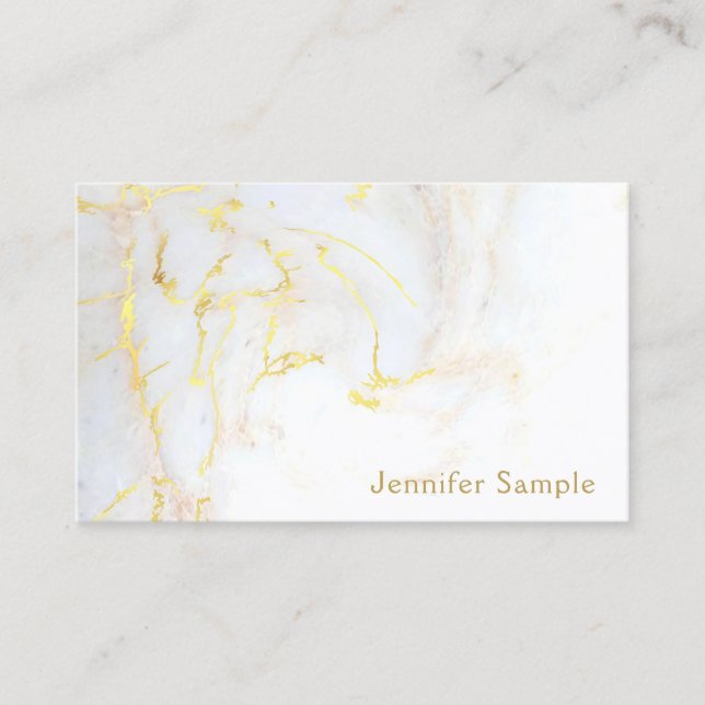 Gold White Marble Elegant Golden Modern Template Business Card (Front)