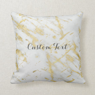 Gold & White Marble Glam Elegant Designer Style Cushion