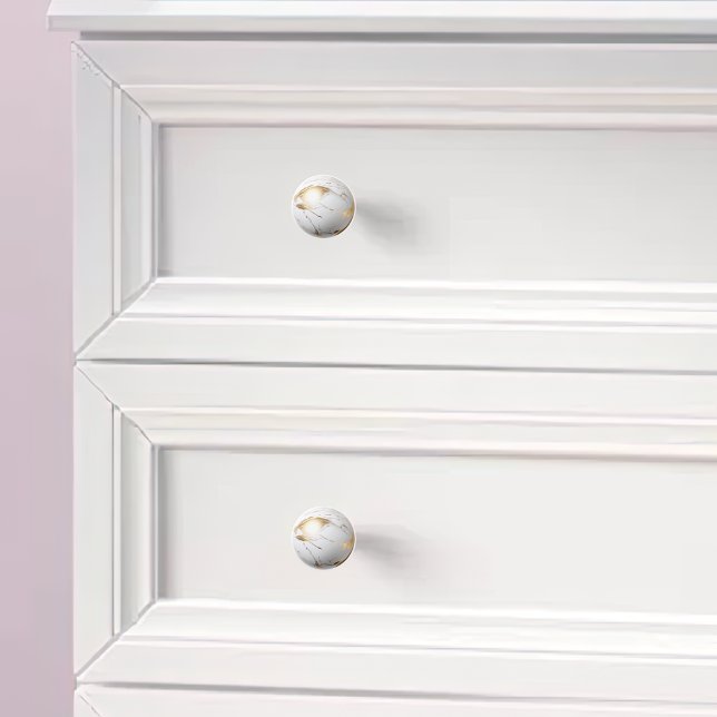 Gold White Marble Orb  Ceramic Knob (Creator Uploaded)