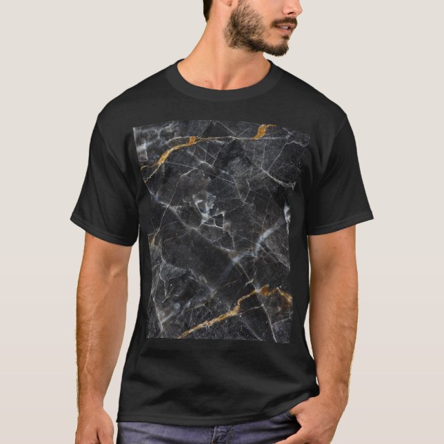 Gold White Marble Texture Design T-Shirt (Front)