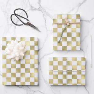 gold white metallic square pattern background wrapping paper sheet