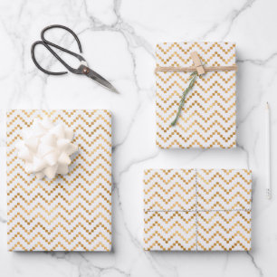 Gold white metallic square pattern wrapping paper sheet