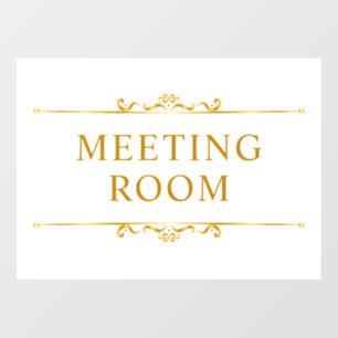 Gold White Minimal Door Sign Window Cling