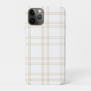 Gold & White Minimal Modern Plaid Clean Pattern iPhone 11 Pro Case
