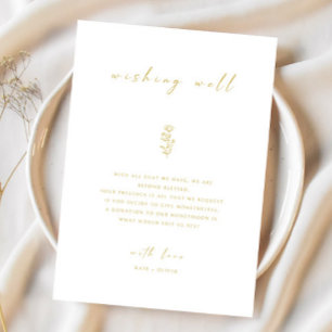 Gold & White Minimal Wedding Wishing Well Card